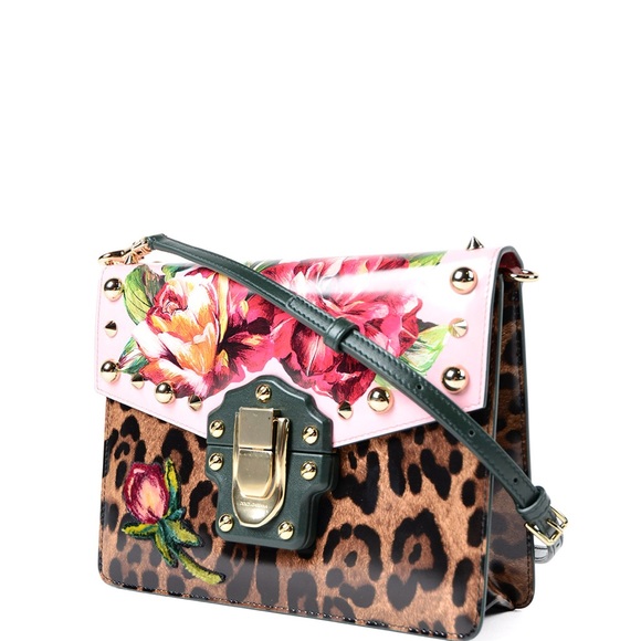 DOLCE & GABBANA Lucia Printed and Embellished Leather Shoulder Bag NEW - Picture 11 of 15